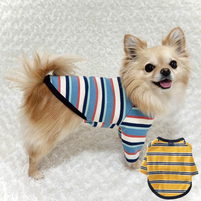 ストレッチボーダーロングTシャツ 小型犬・胴長 - VERY-PET
