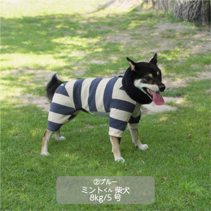 <font size="3">小型犬・胴長</font><br>フード付ボーダーニットカバーオール